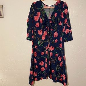 NWOT- Flirty Pink asymmetrical dress, size 2X.